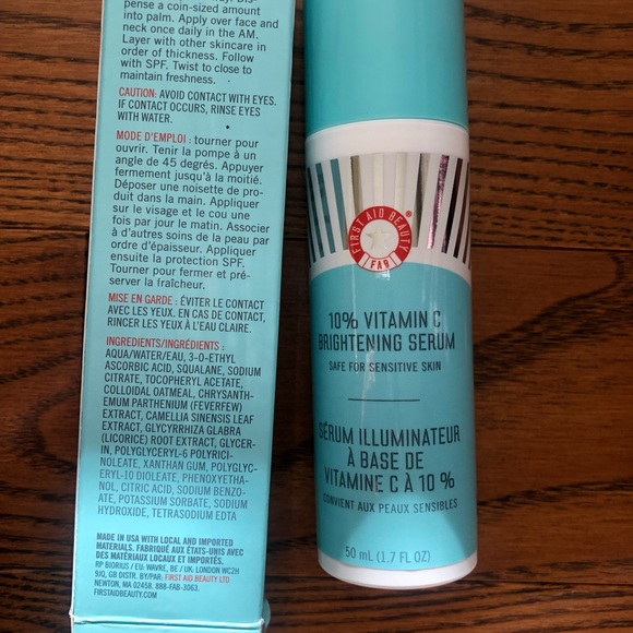 First Aid Beauty 10% Vitamin C Brightening Serum 50ml Sensitive Skin Safe - Picture 4 of 6